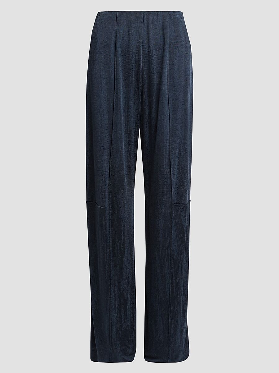 Women's Pintucked Straight-Leg Trousers - Solid Dark Blue - Size 14