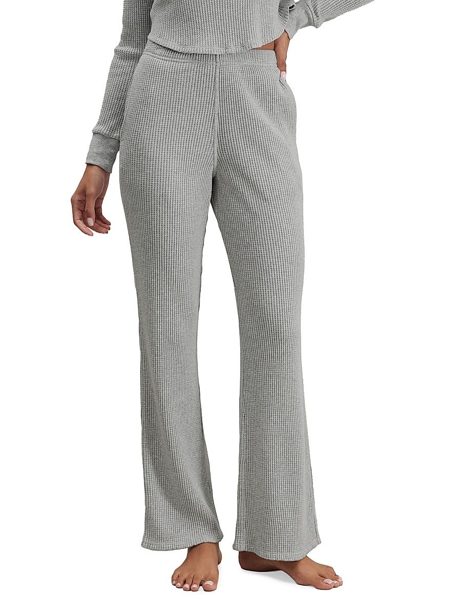 Women's Wafflesoft Wide-Leg Lounge Pants - Moonlight Grey Heather - Size Medium