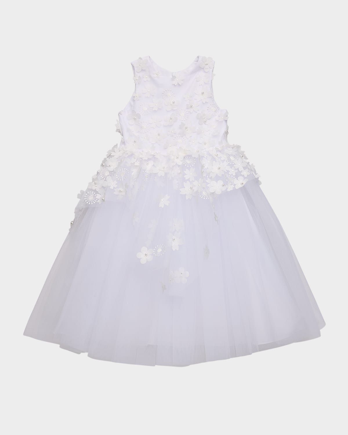 Girl & apos;s Lauren 3D Flower Embellished Tulle Dress, Size 2-12