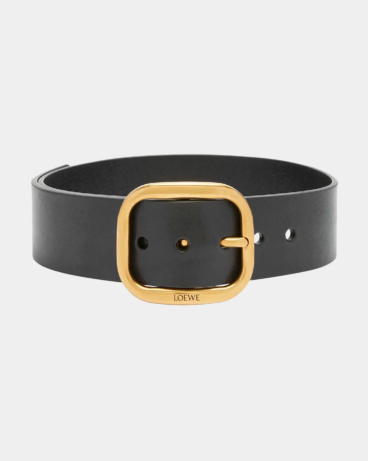 Curved Buckle Leather Belt