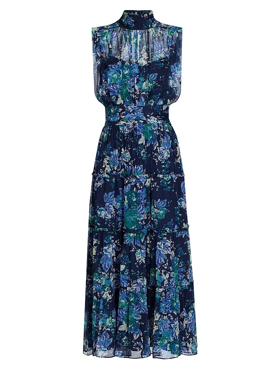 Women's Junia Floral Chiffon Midi-Dress - Navy - Size 14