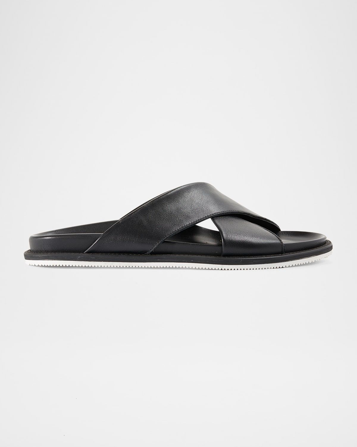 Men & apos;s Punta Crisscross Leather Slide Sandals