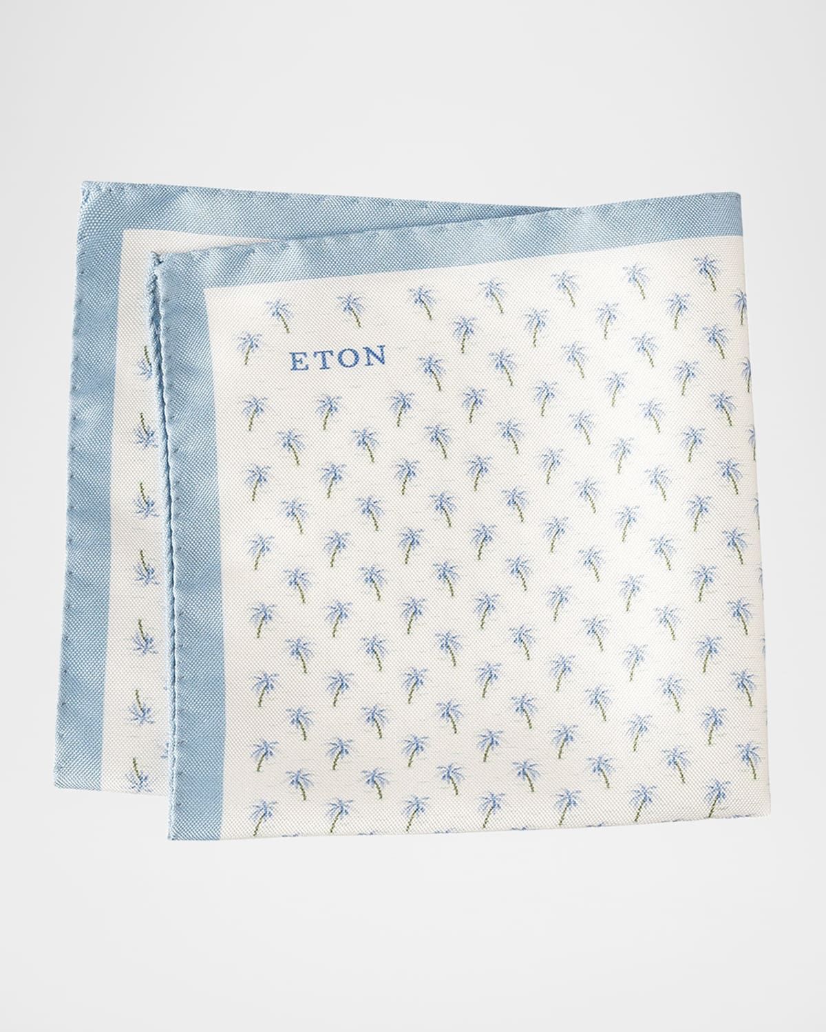 Men & apos;s Palm Tree-Print Silk Pocket Square