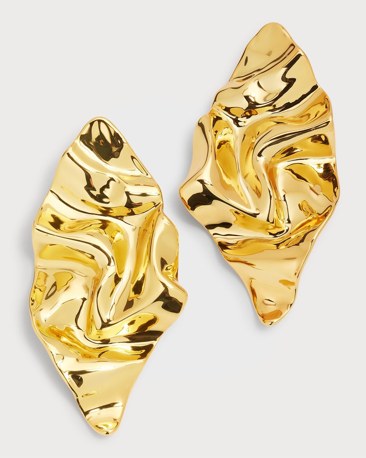 Crumpled Gold Large Post Earrings