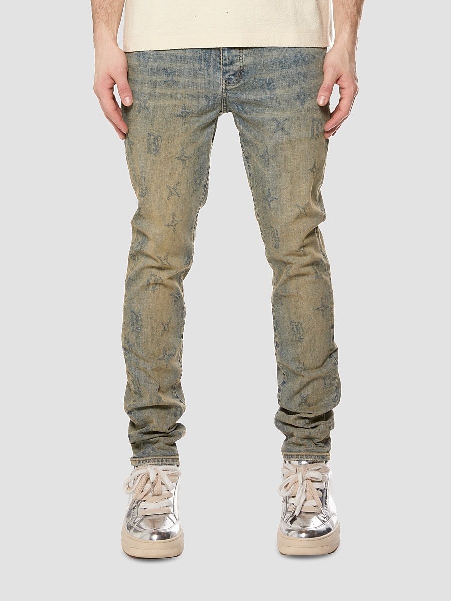 Men's Gothic Wire Monogram Skinny Jeans - Medium Indigo - Size 40