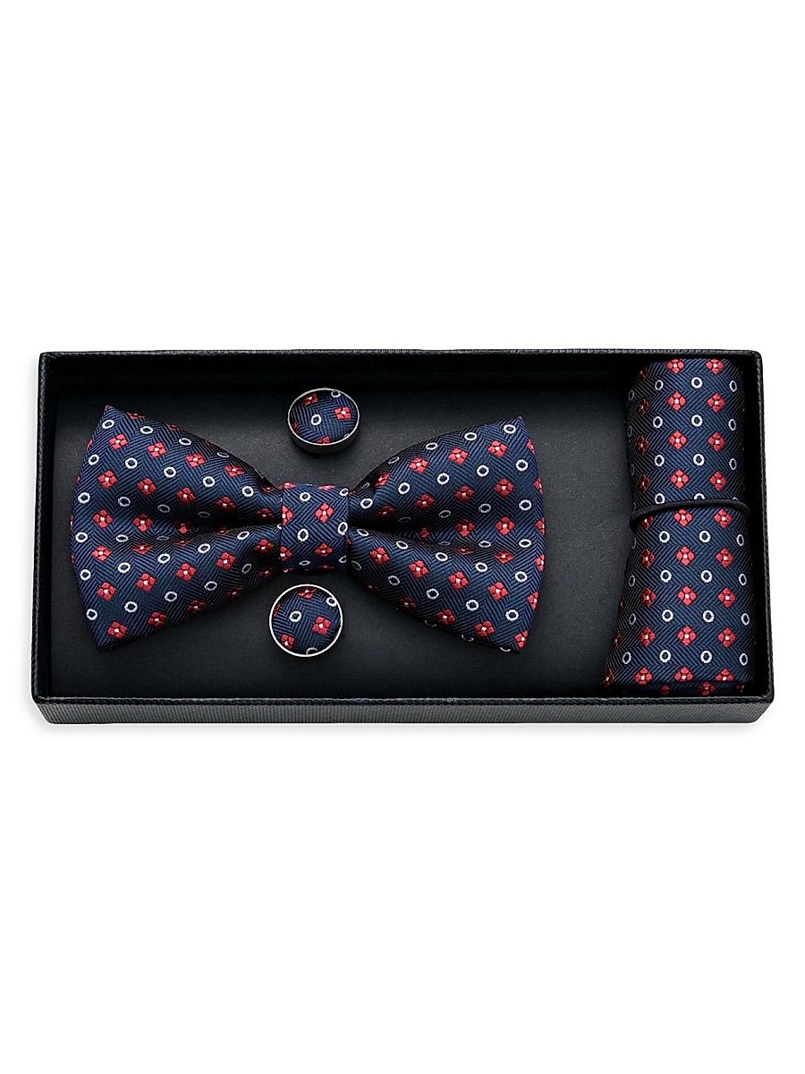 Multi-Patterned Bow Tie Set - Navy