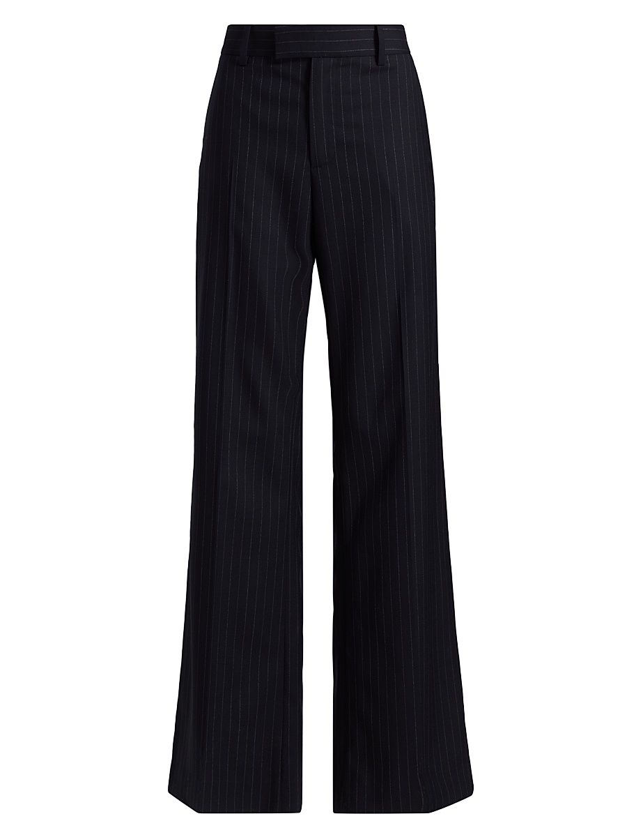 Women's Bethany Pinstripe Stretch-Wool Pants - Midnight Pinstripes - Size 10