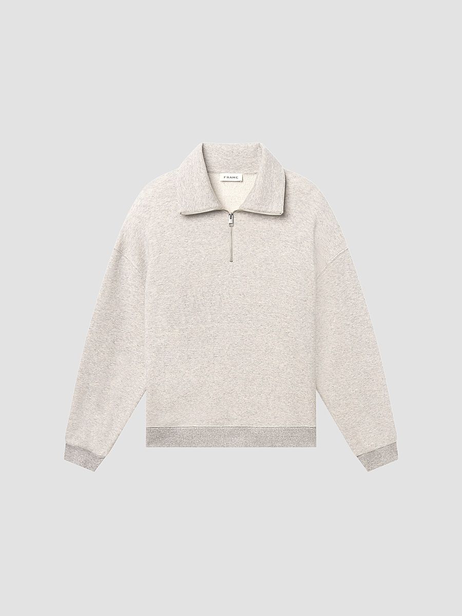 Men's Relaxed Quarter-Zip Sweatshirt - Heather Grey - Size Small