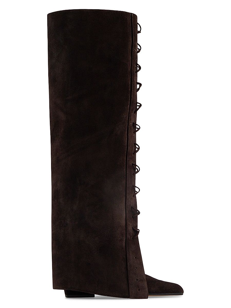 Women's Jane 100MM Suede Boots - Ebano - Size 7.5