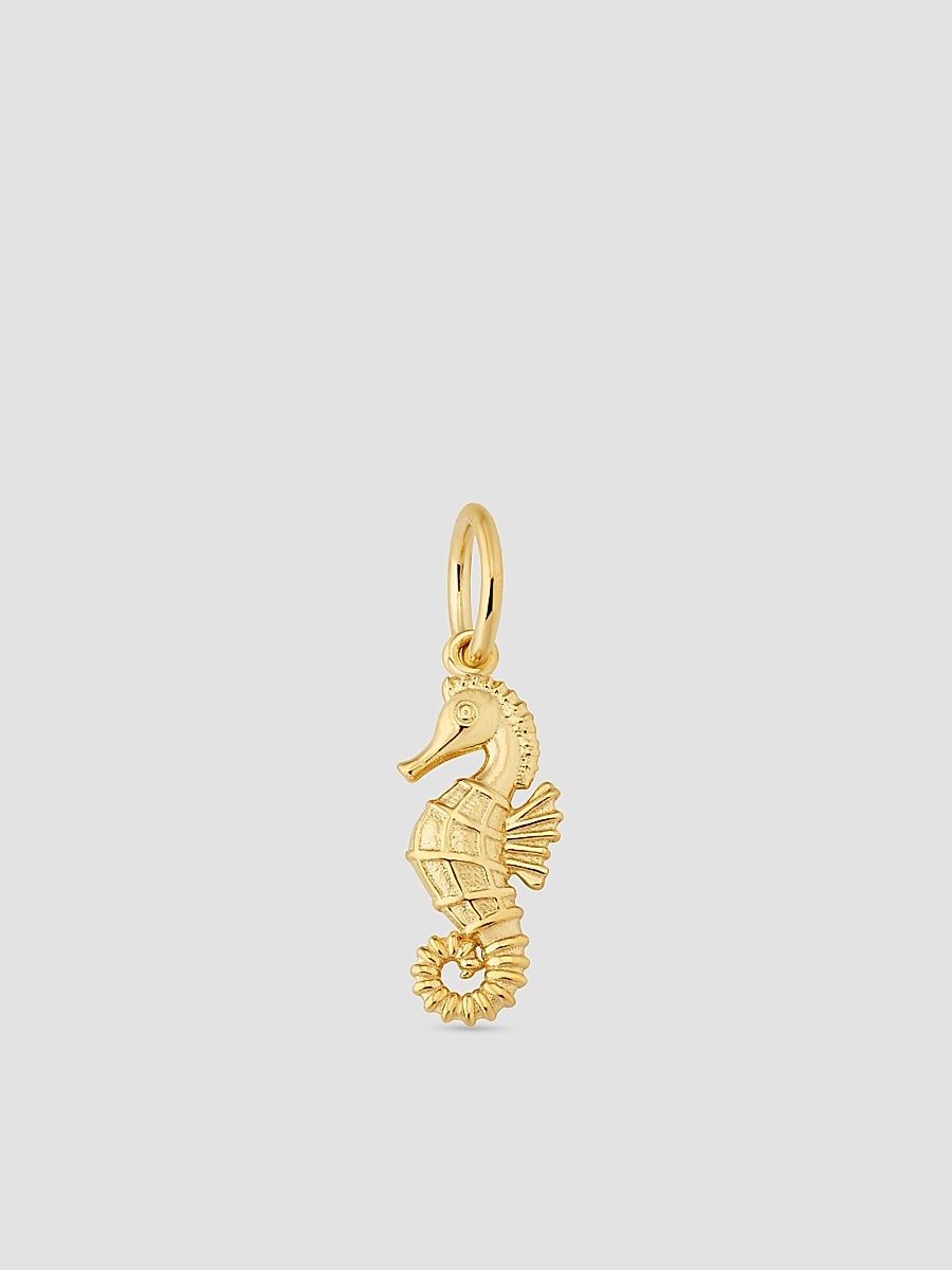 Women's 14K Yellow Gold Seahorse Pendant Charm - Gold
