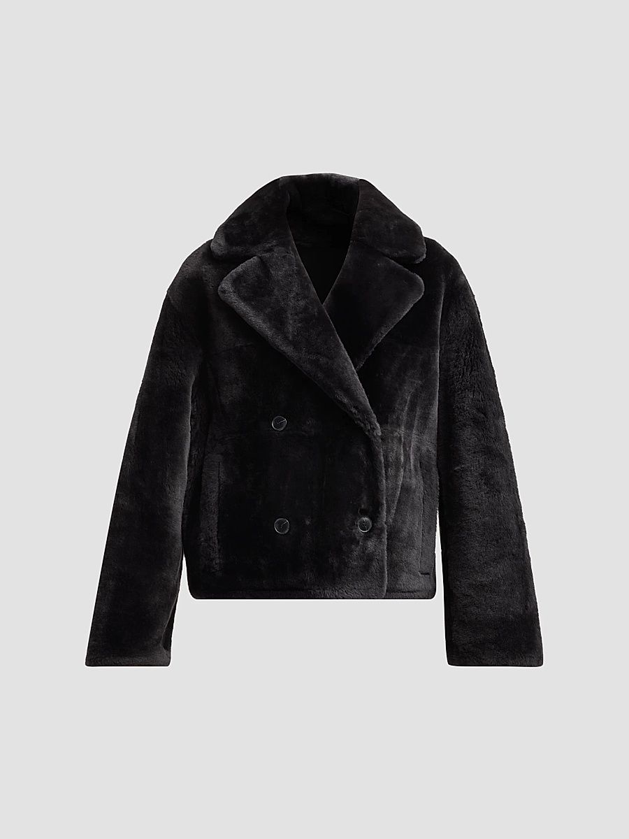 Yves Salomon Women's Shearling Double-Breasted Jacket - Storm - Size 0
