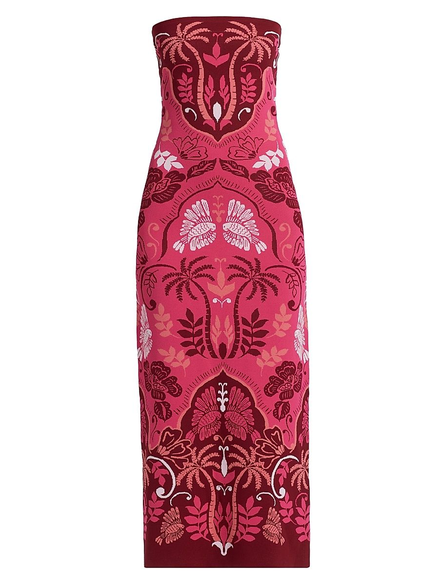 Women's Kinsley Printed Strapless Midi Dress - Sanibel Island Pink - Size Large