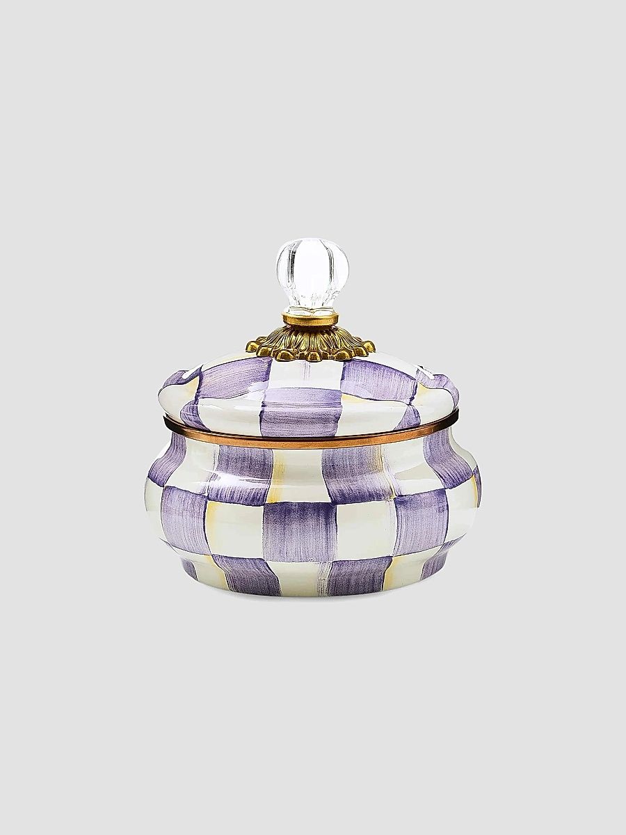 Violet Check Squashed Pot
