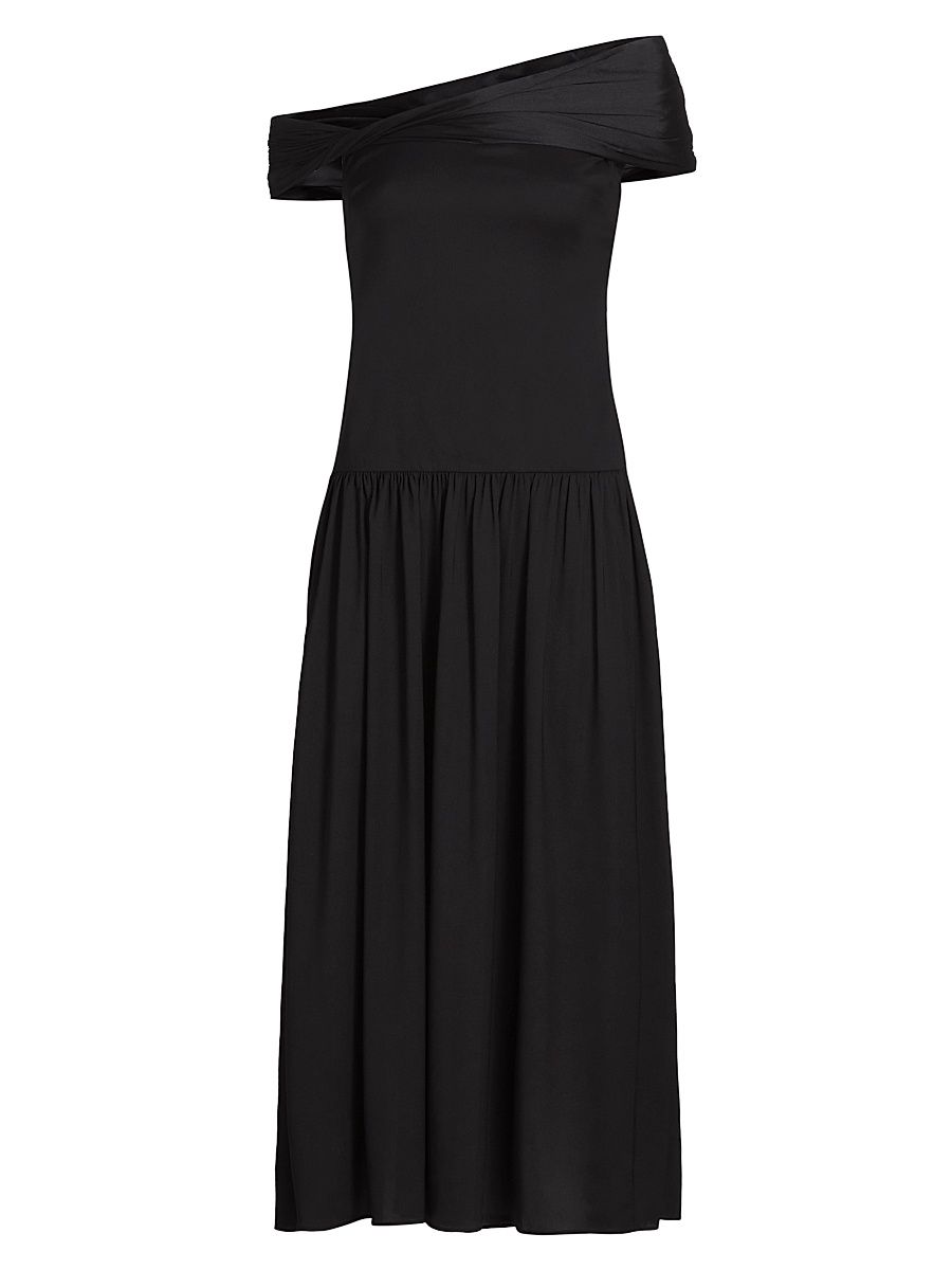 Women's Veda Off-The-Shoulder Midi-Dress - Black - Size Large