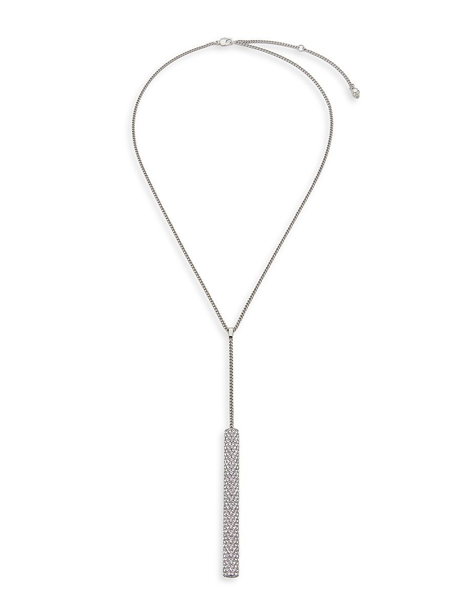 Women's Silvertone & Crystal Bar Lariat Necklace - Silver Grey