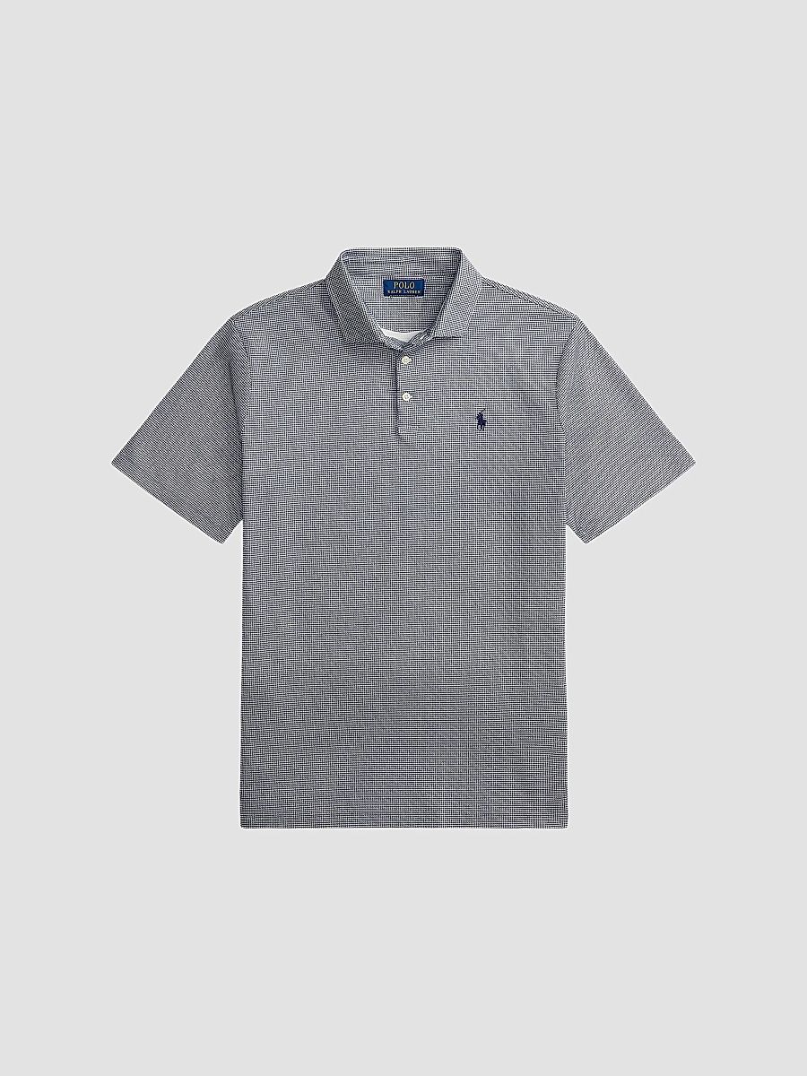 Men's Houndstooth Cotton Interlock Short-Sleeve Polo Shirt - Fairway Newport Navy - Size XXL