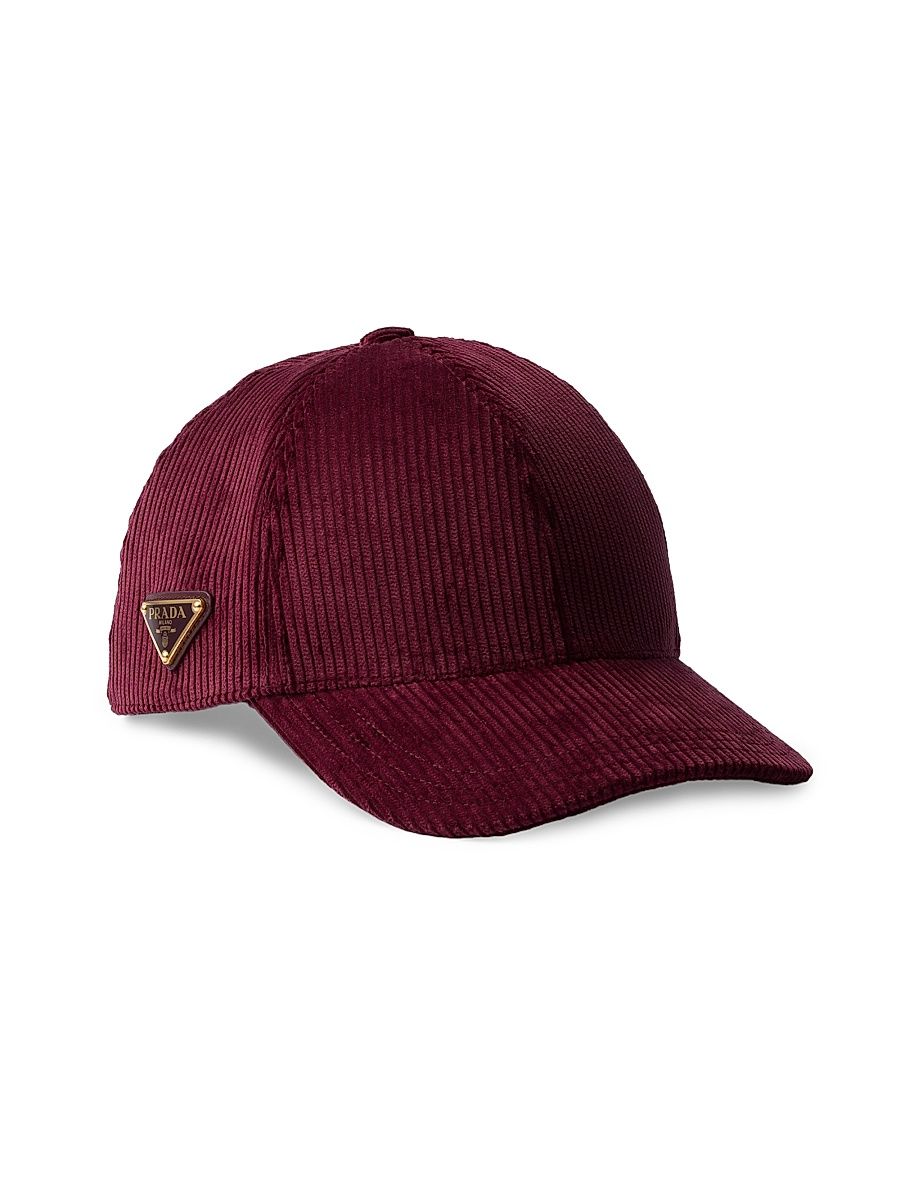 Women's Corduroy Baseball Cap - Dark Red - Size Large