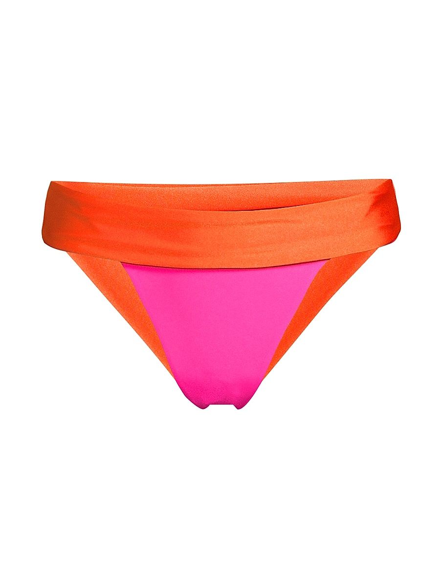 Women's Scala Gloss Bikini Bottom - Pink Orange - Size Large