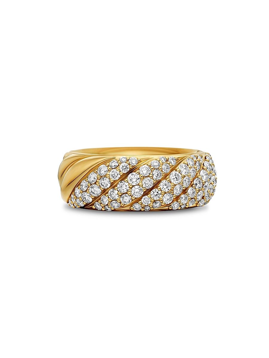 Women's Sculpted Cable Band Ring in 18K Yellow Gold - Diamond - Size 7