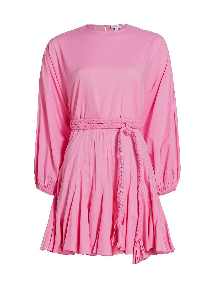 Women's Ella Braided Belt Fit-&-Flare Minidress - Prism Pink - Size Medium
