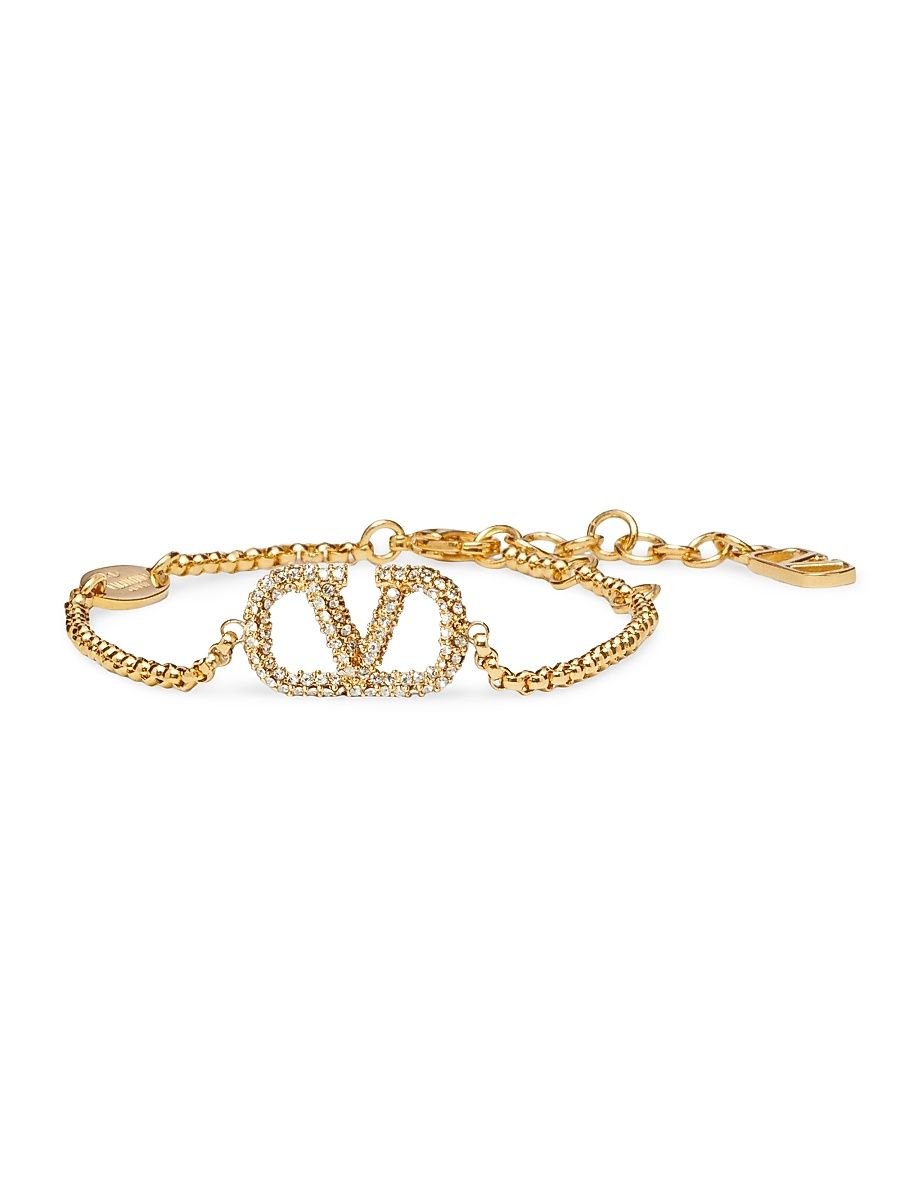 Women's VLogo Signature Bracelet In Metal And Swarovski Crystals - Gold