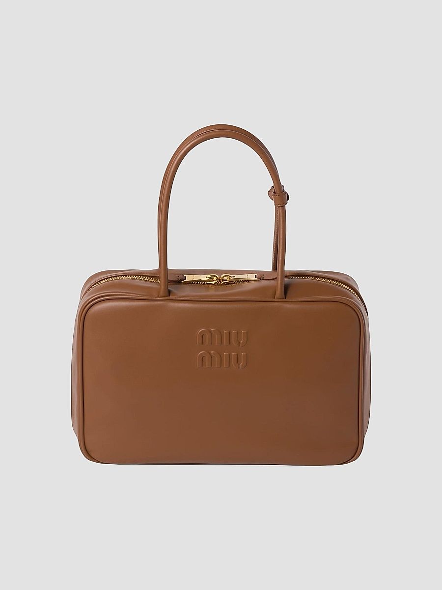 Miu Miu Women's Leather Beau Shoulder Bag - Dark Brown
