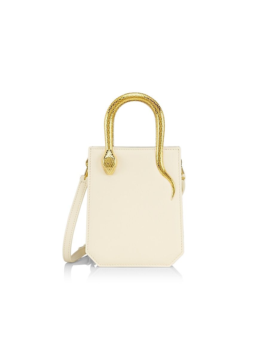 Women's Serpentine Leather Tote - Ivory