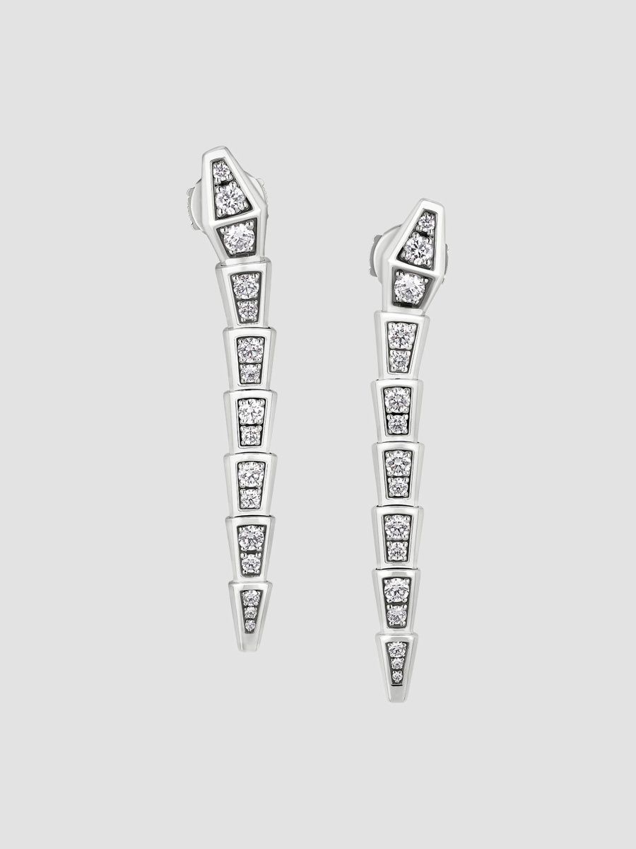 BVLGARI Women's Serpenti Viper 18K White Gold & 1.08 TCW Diamond Drop Earrings - White Gold
