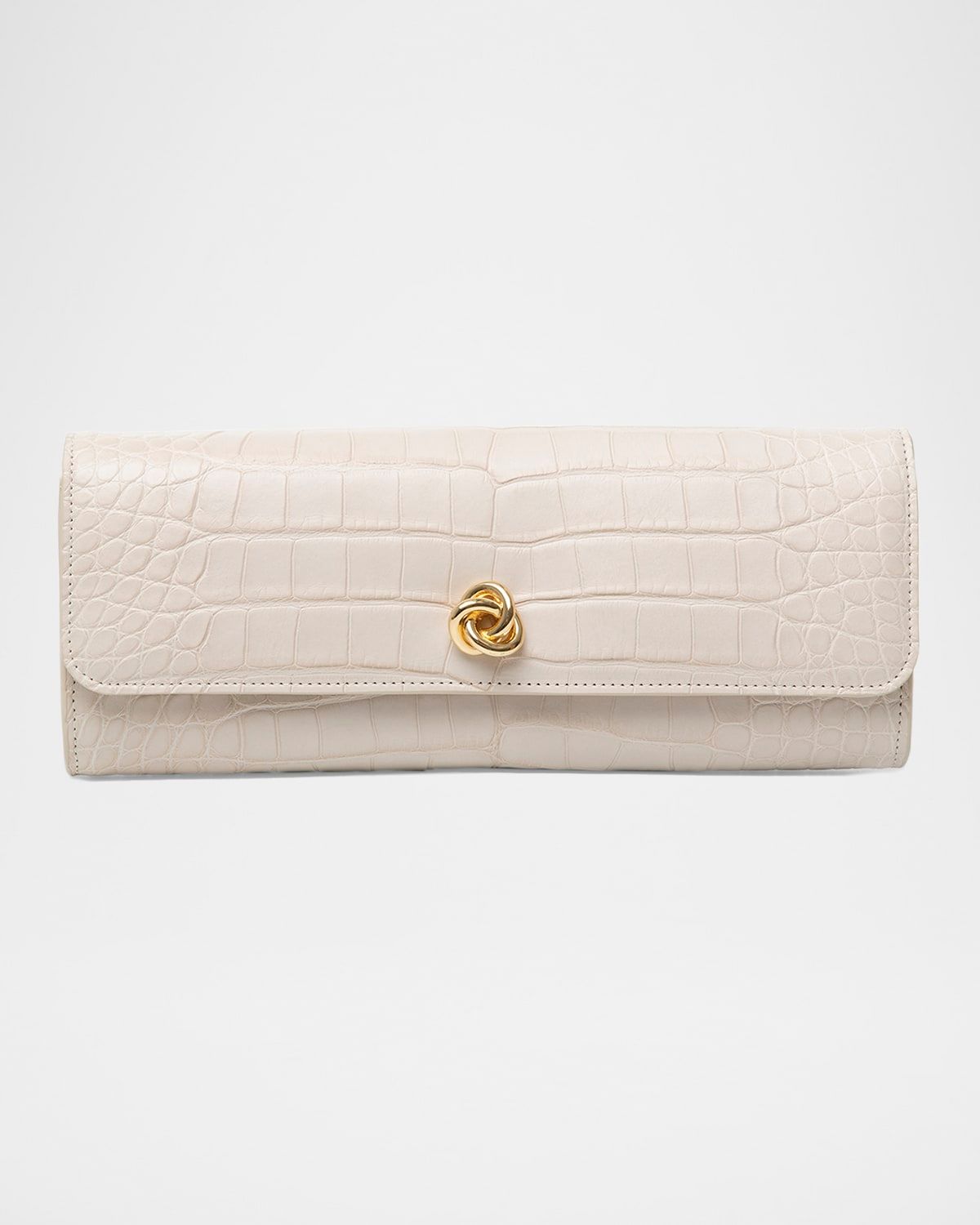 Mini Robbie Alligator Leather Flap Clutch Bag