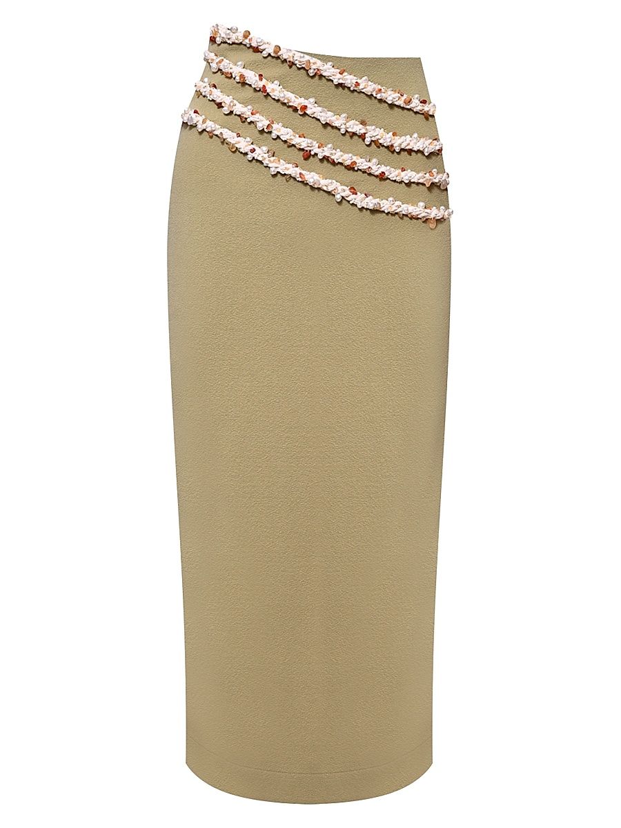 Women's Jade Knit Midi-Skirt - Green - Size XS