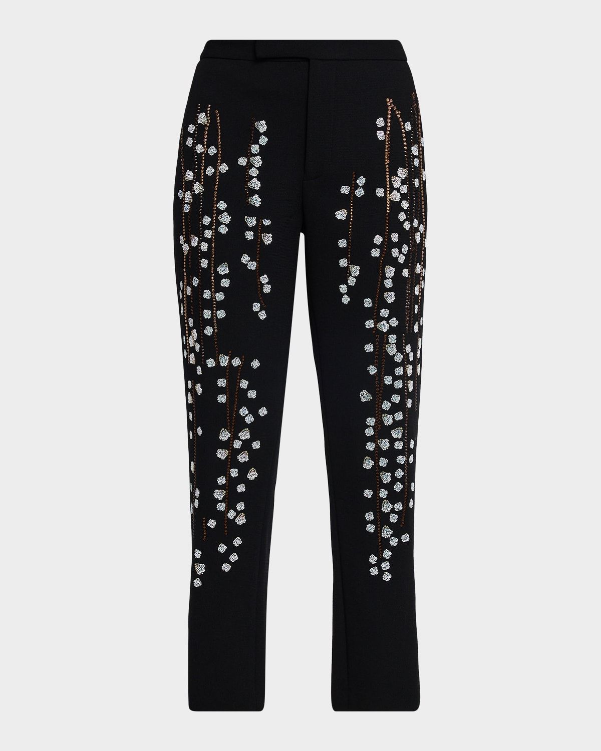 Sakura Embellished Narrow-Leg Crop Trousers