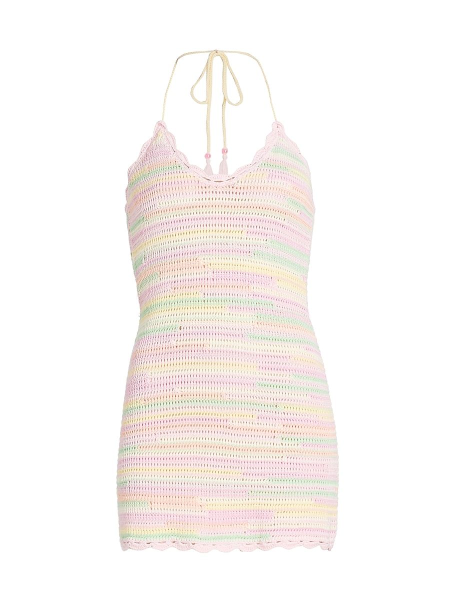 Women's Zoa Hlaterneck Cotton -A-Line Minidress - Tropical Swirl - Size Medium