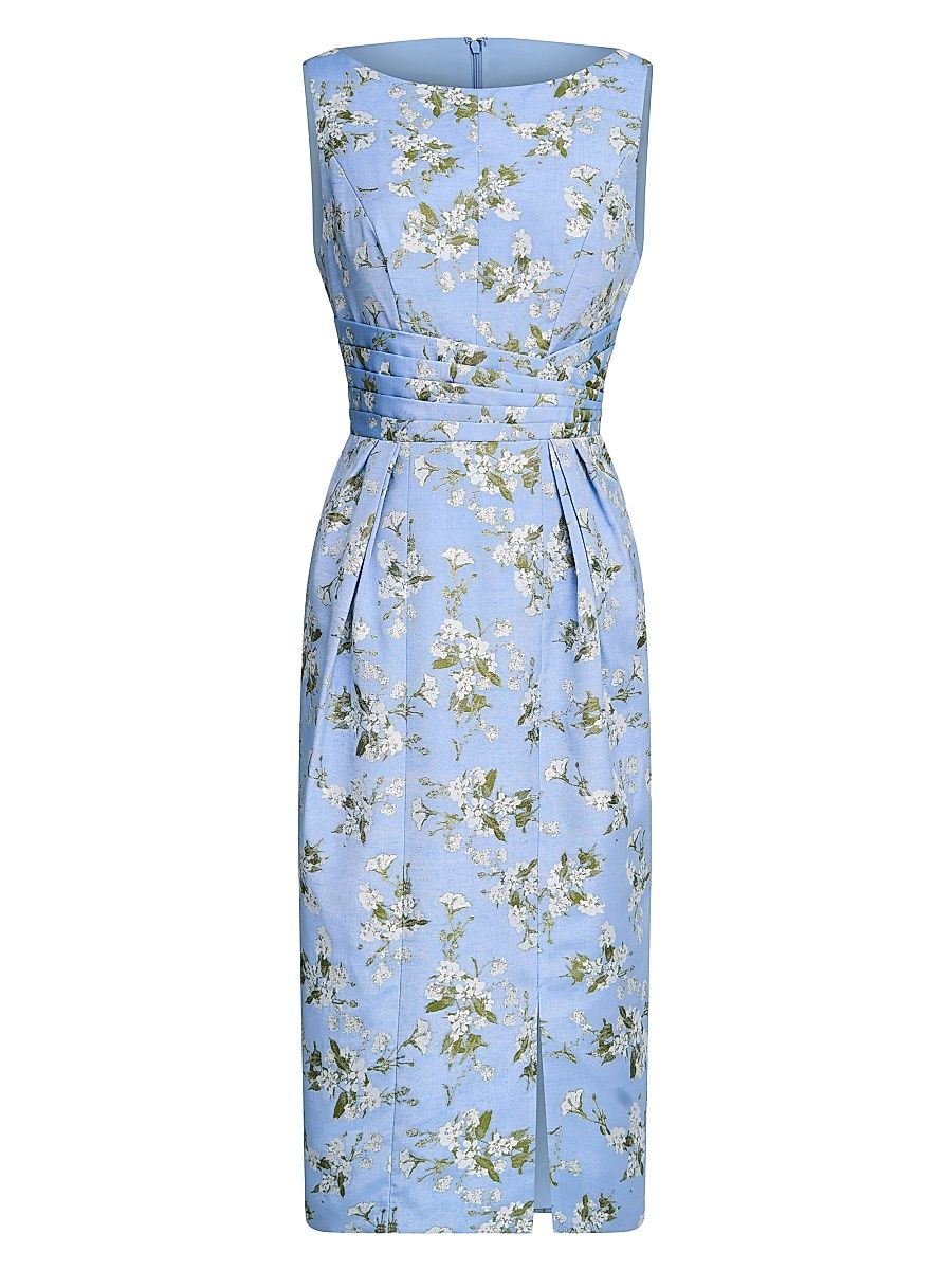 Women's Ginny Floral Pleated Cocktail Dress - Blue Bird - Size 14