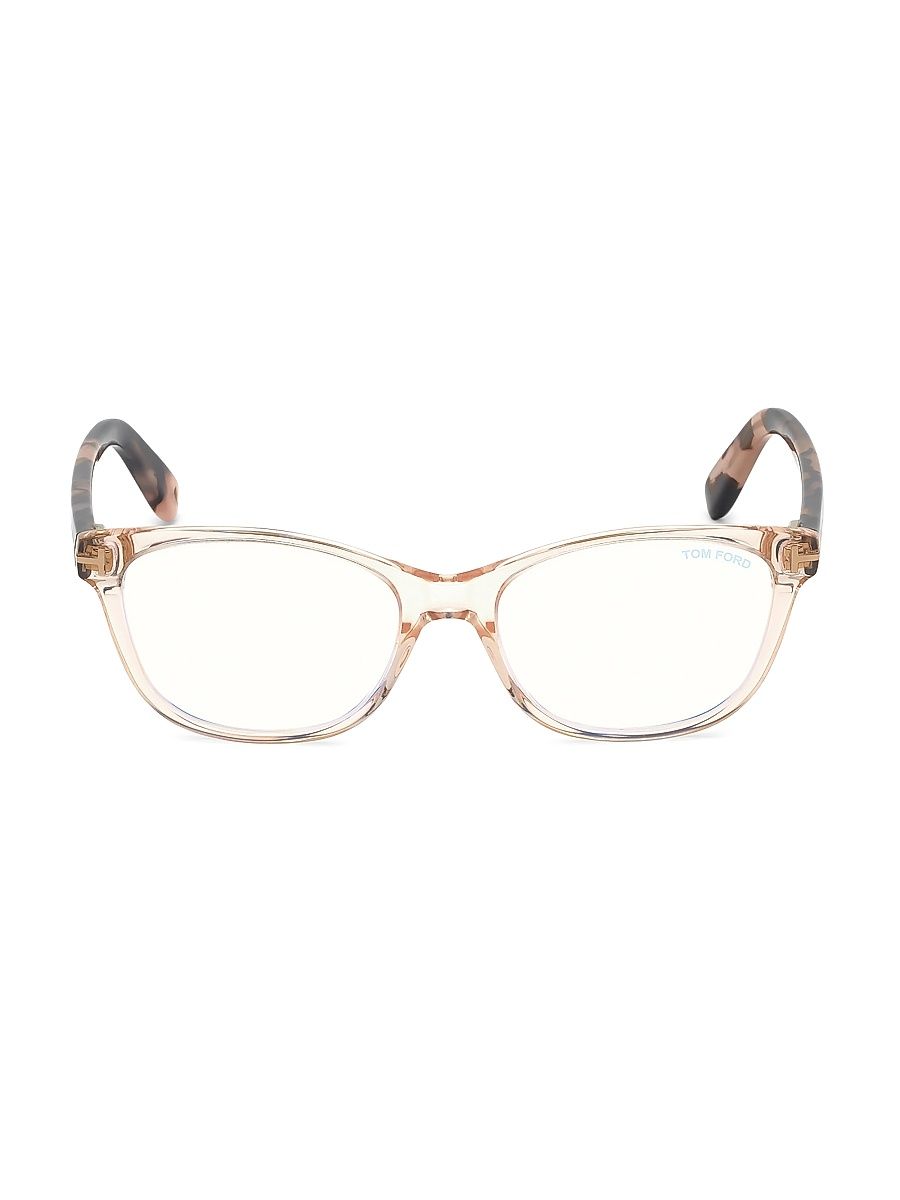Women's 50MM Square Blue Filter Eyeglasses - Shiny Pink