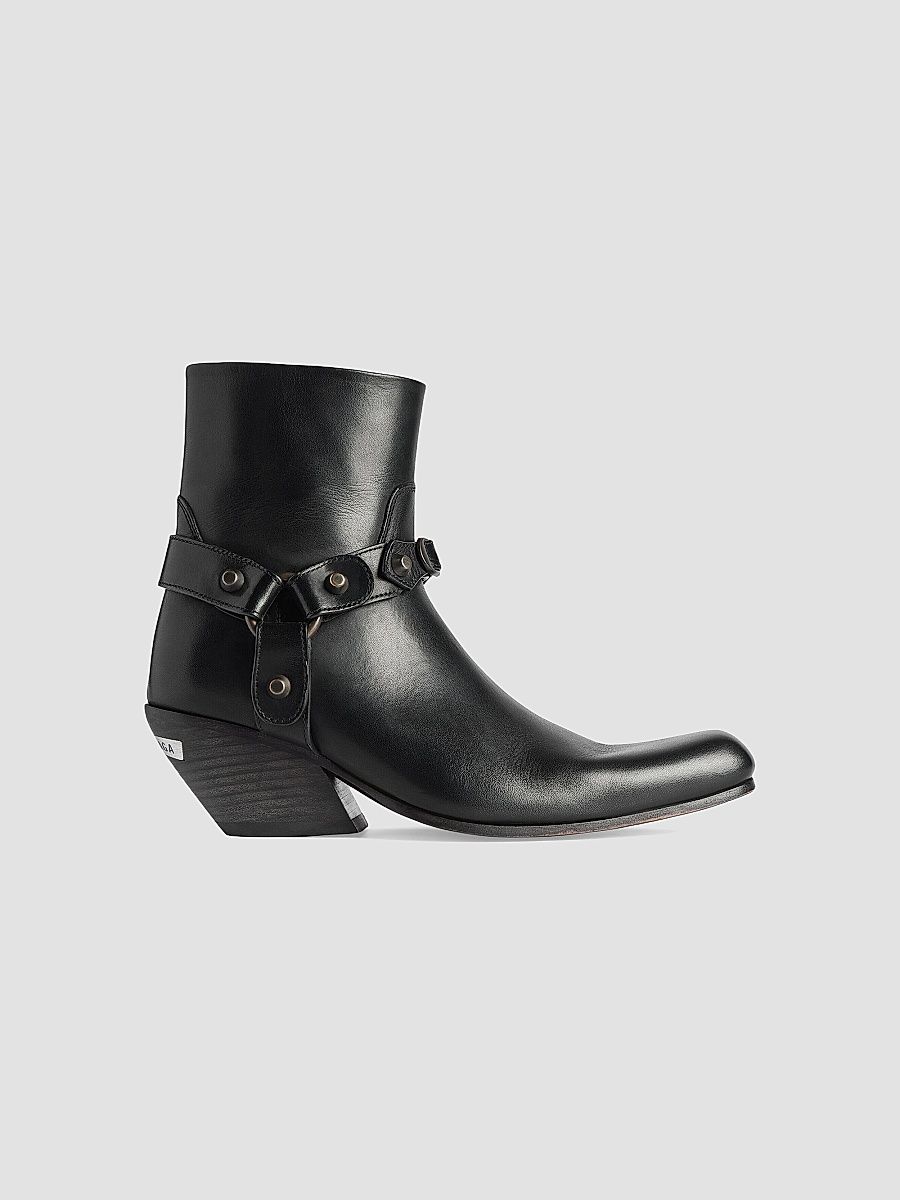 Balenciaga Women's Memphis Booties with Harness - Black - Size 11