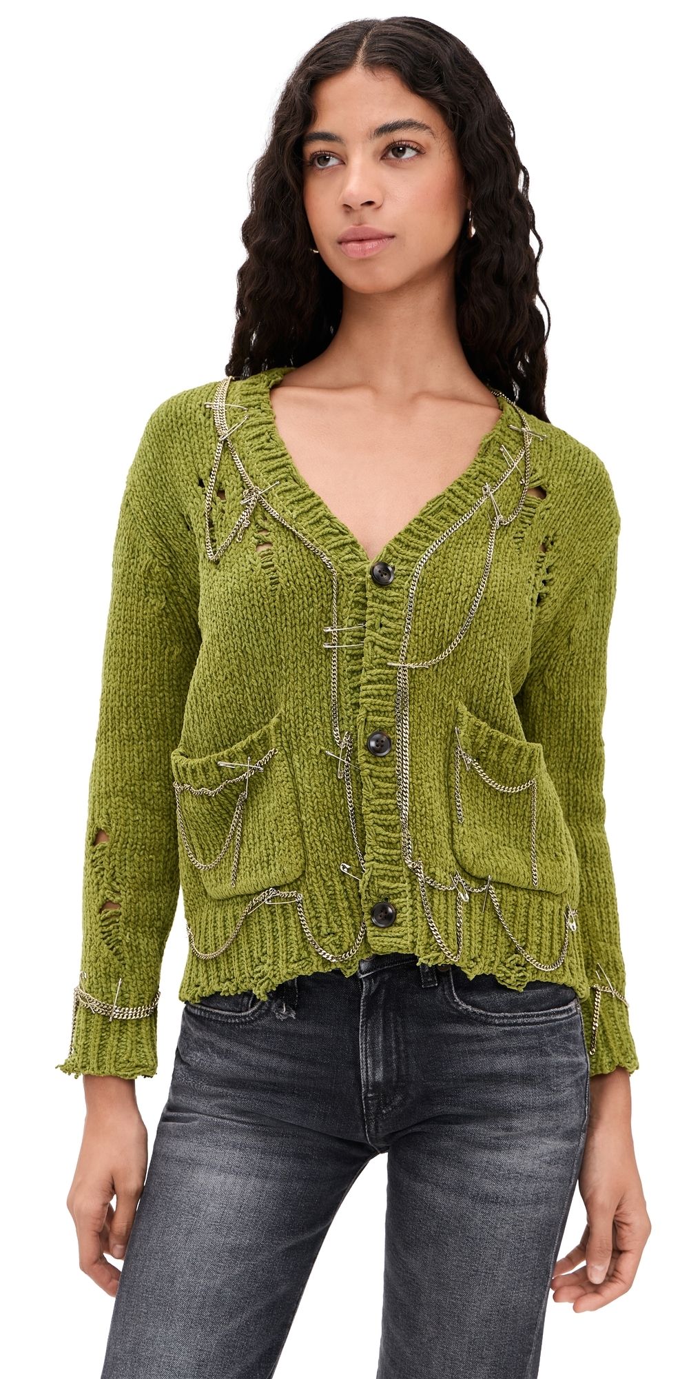 R13 Boy Cardigan Light Green L