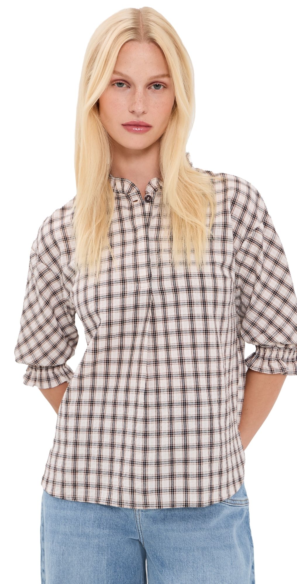 BAUM UND PFERDGARTEN Margit Blouse Creme Mini Check 36