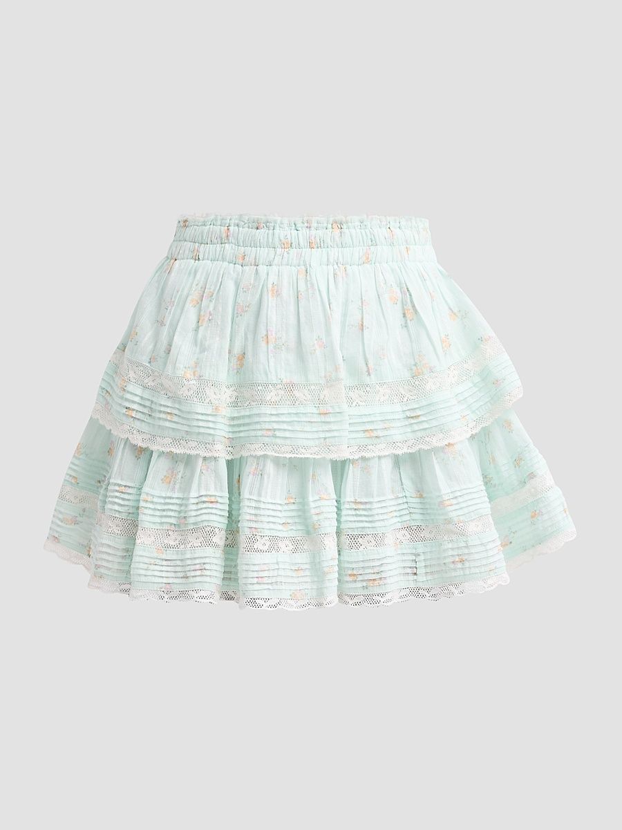Women's Floral Ruffle Mini Skirt - Celadon Drift - Size XL