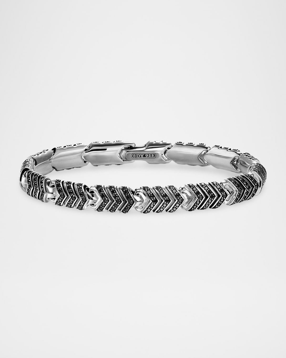 Men & apos;s Chevron Link Bracelet in Silver with Diamonds, 7.6mm