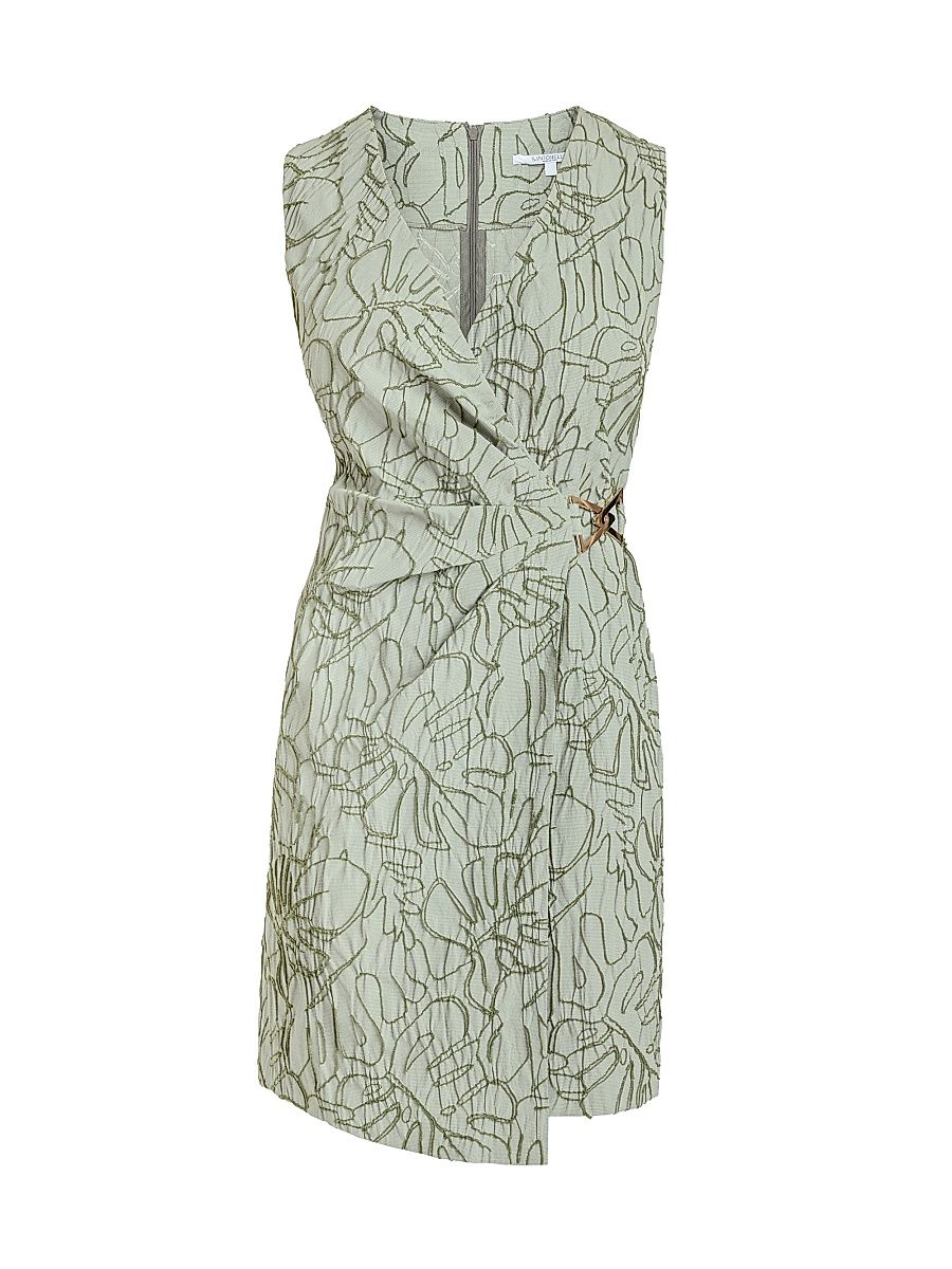 Women's Embroidered Wrap Minidress - Aloe - Size 14