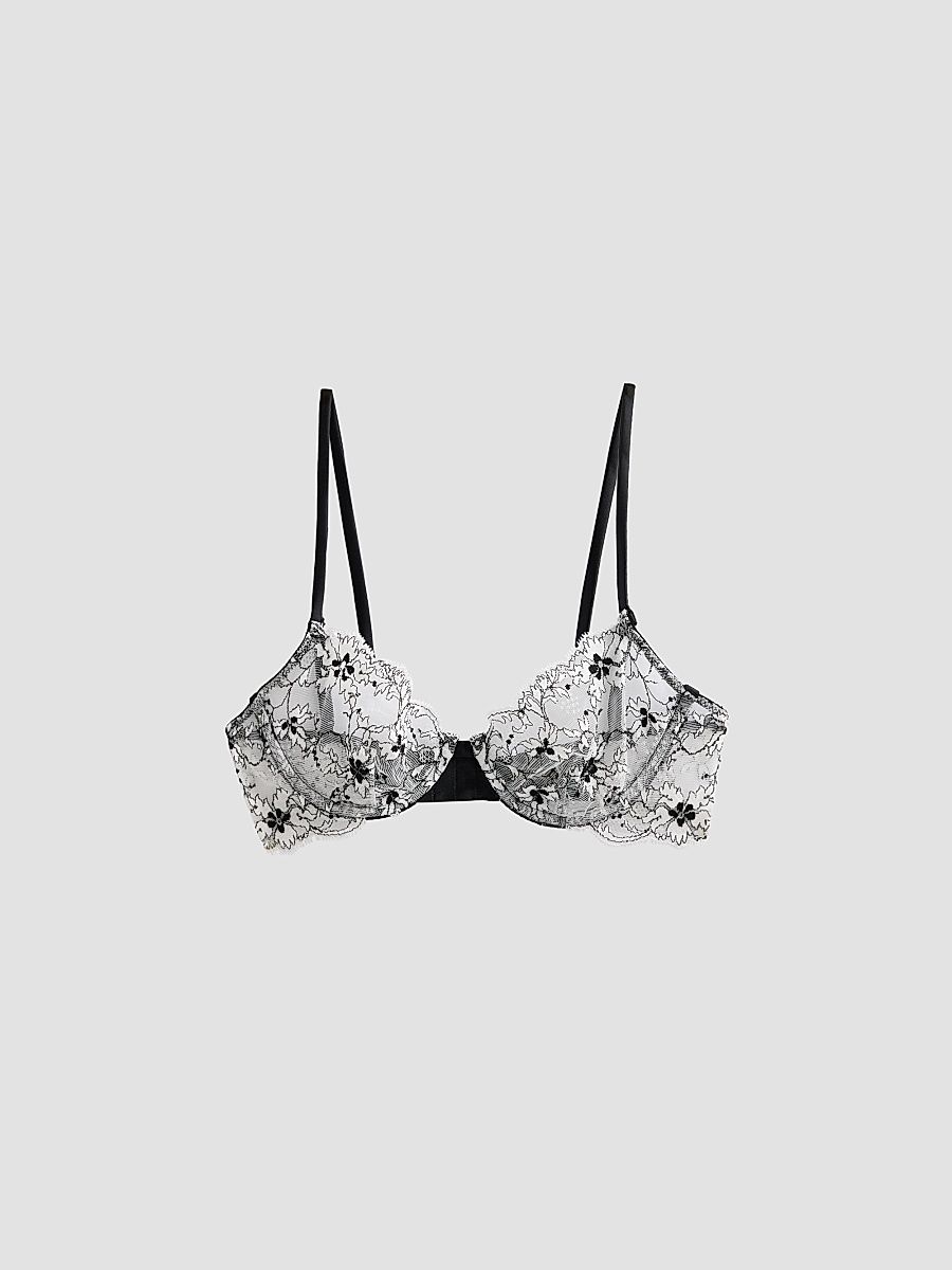 Women's Noir et Blanc Lace Demi Bra - Black - Size 36DD