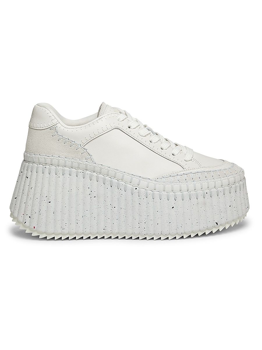 Women's Nama Leather Platform Sneakers - White - Size 12