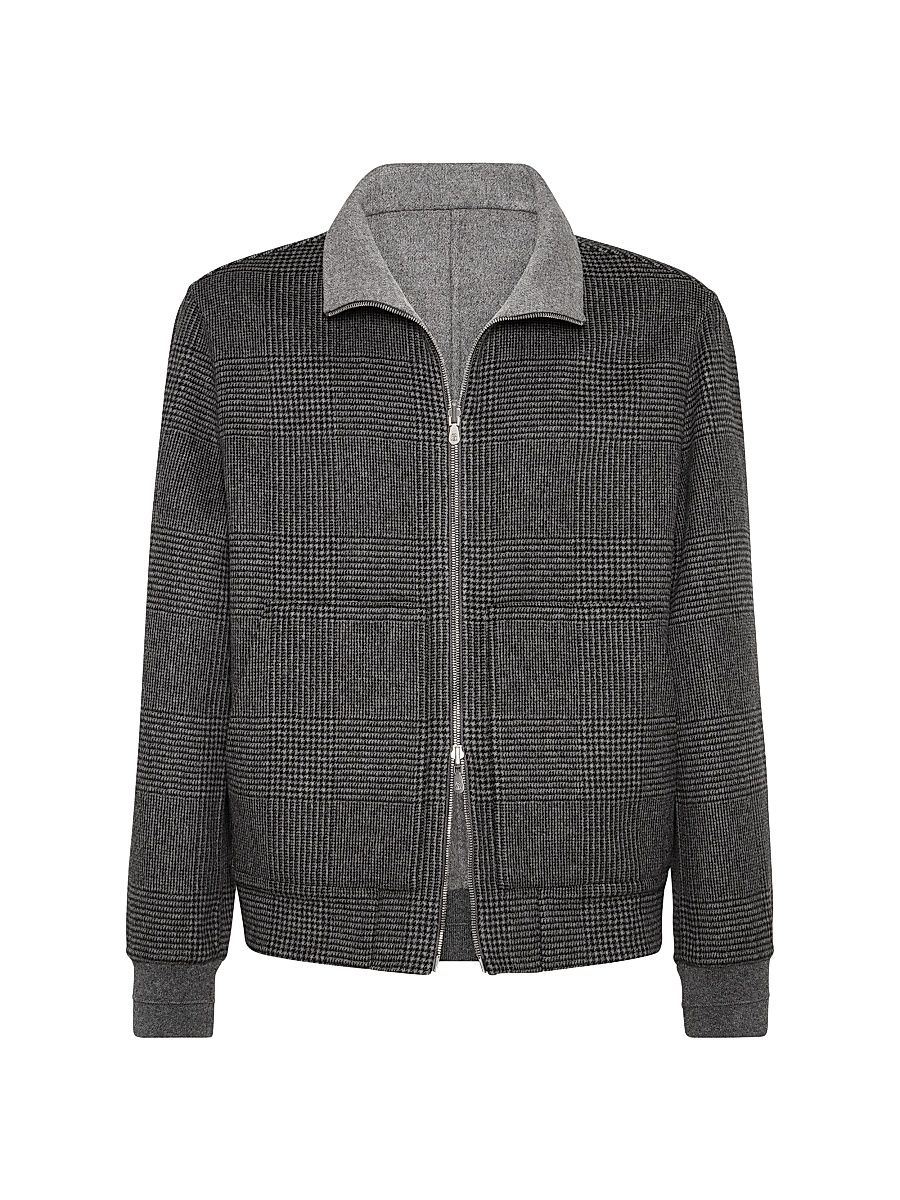 Men's Hand Crafted Reversible Bomber Jacket - Dark Grey - Size 46