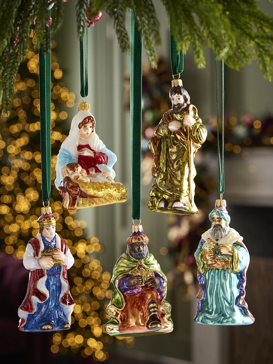 Nativity 5-Piece Glass Ornament Set