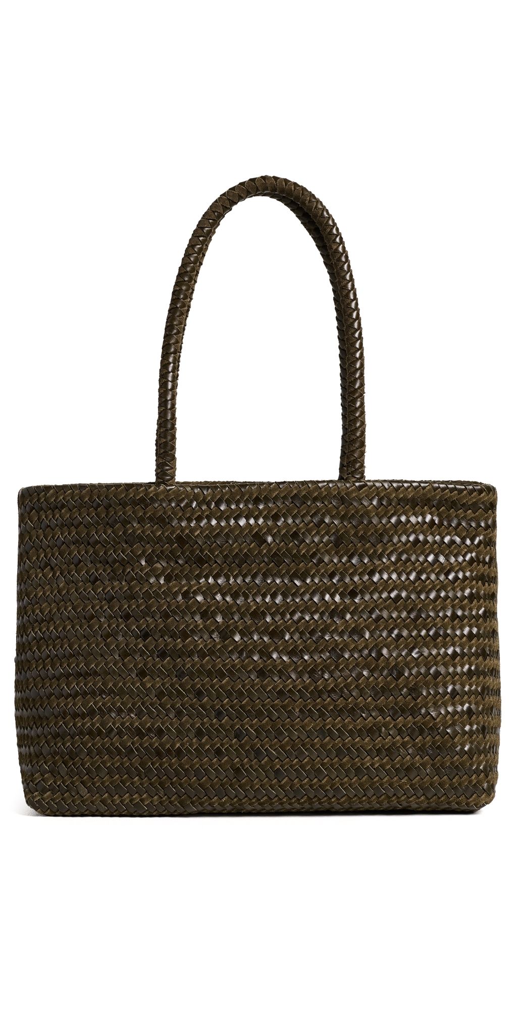 Madewell Suede Leather Handwoven Tote Faded Olive One Size