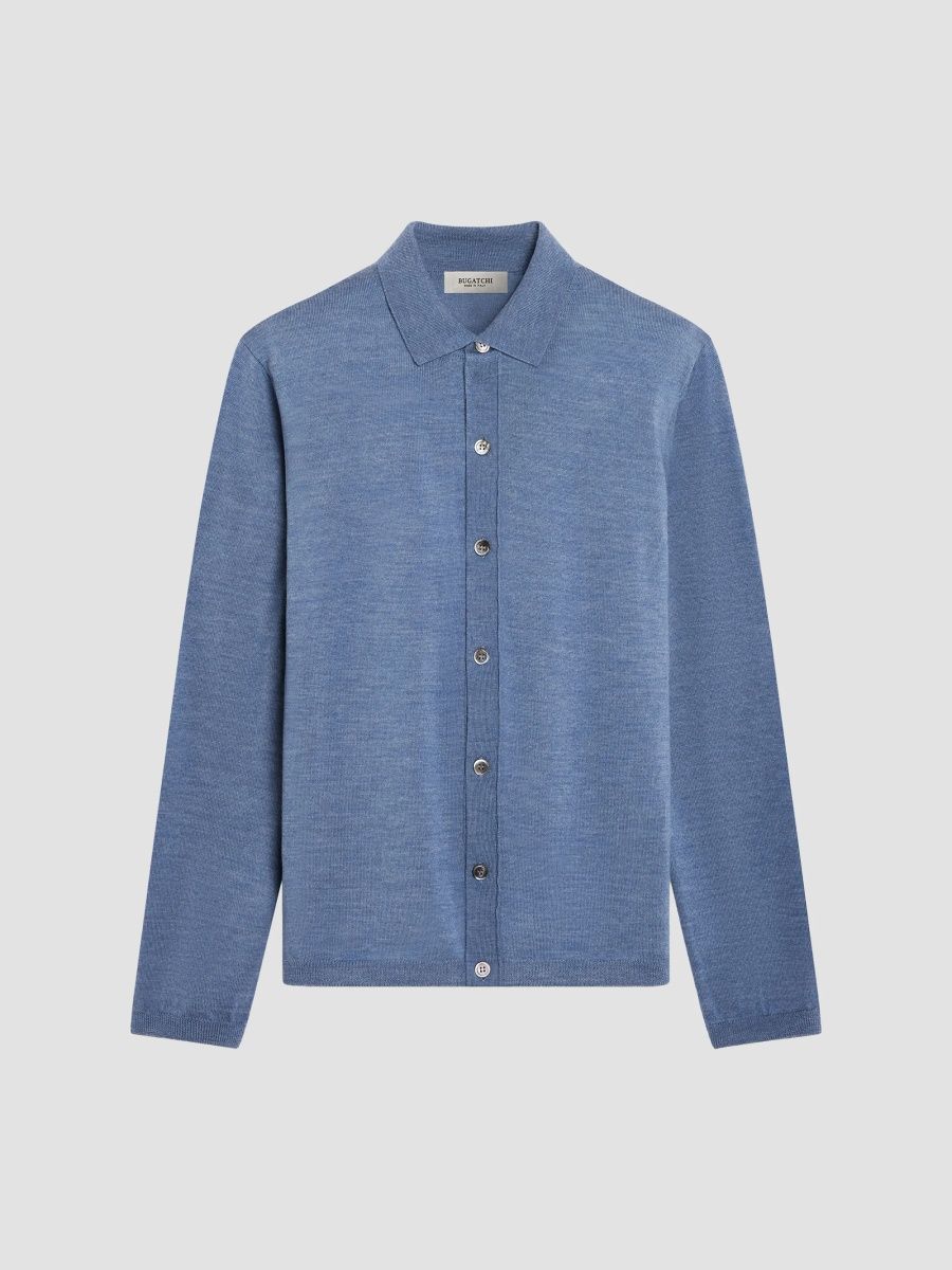 Bugatchi Men's Alistair Wool Shirt - Navy - Size XXL