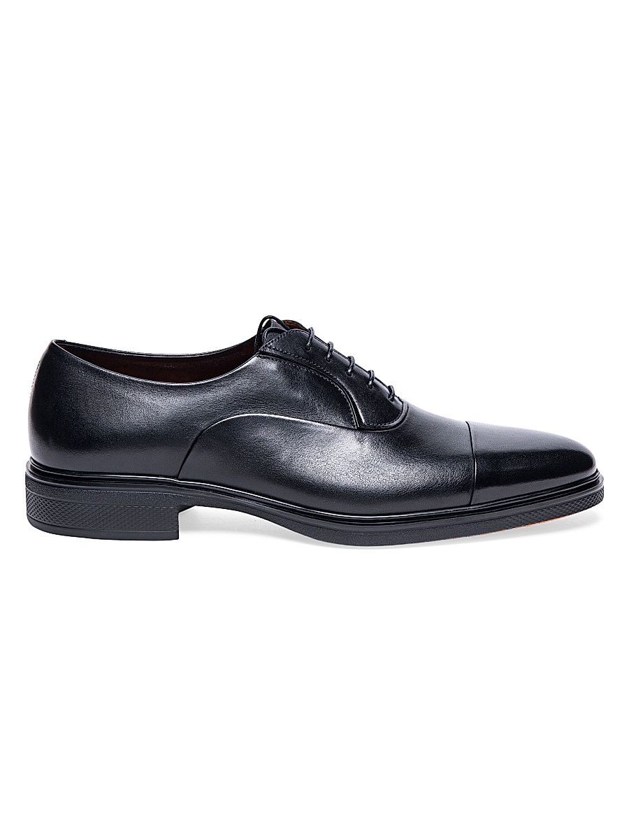 Men's Leather Cap-Toe Derby Shoes - Black - Size 12