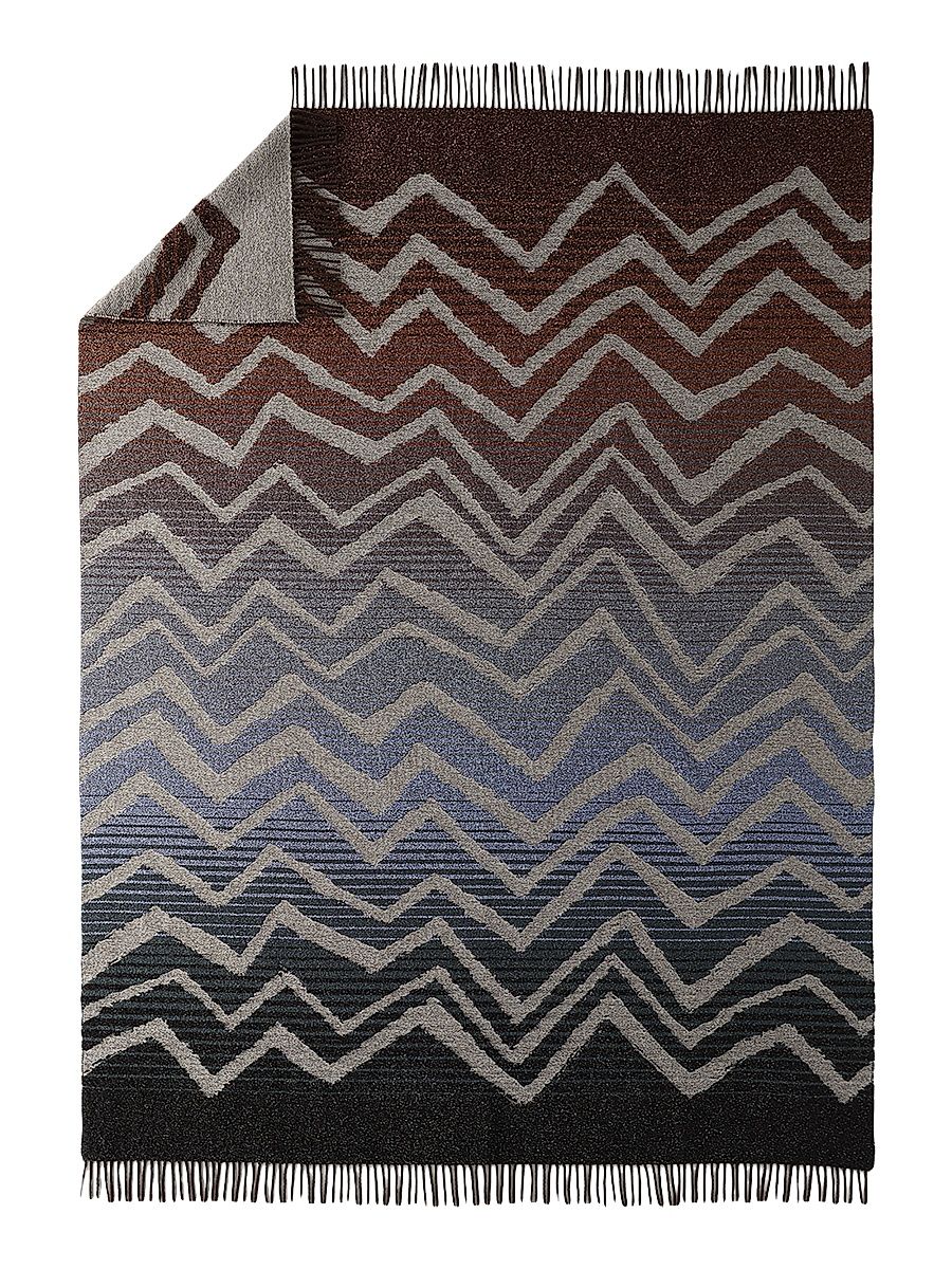 Moonlight Chevron Wool-Blend Throw Blanket - Brown