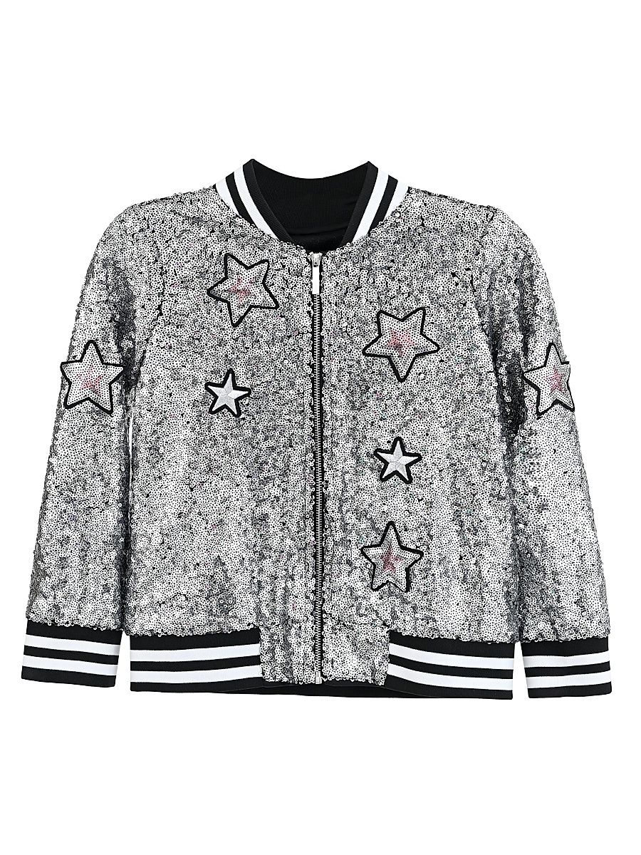 Little Girl's & Girl's Sequin Star Jacket - Silver - Size 10