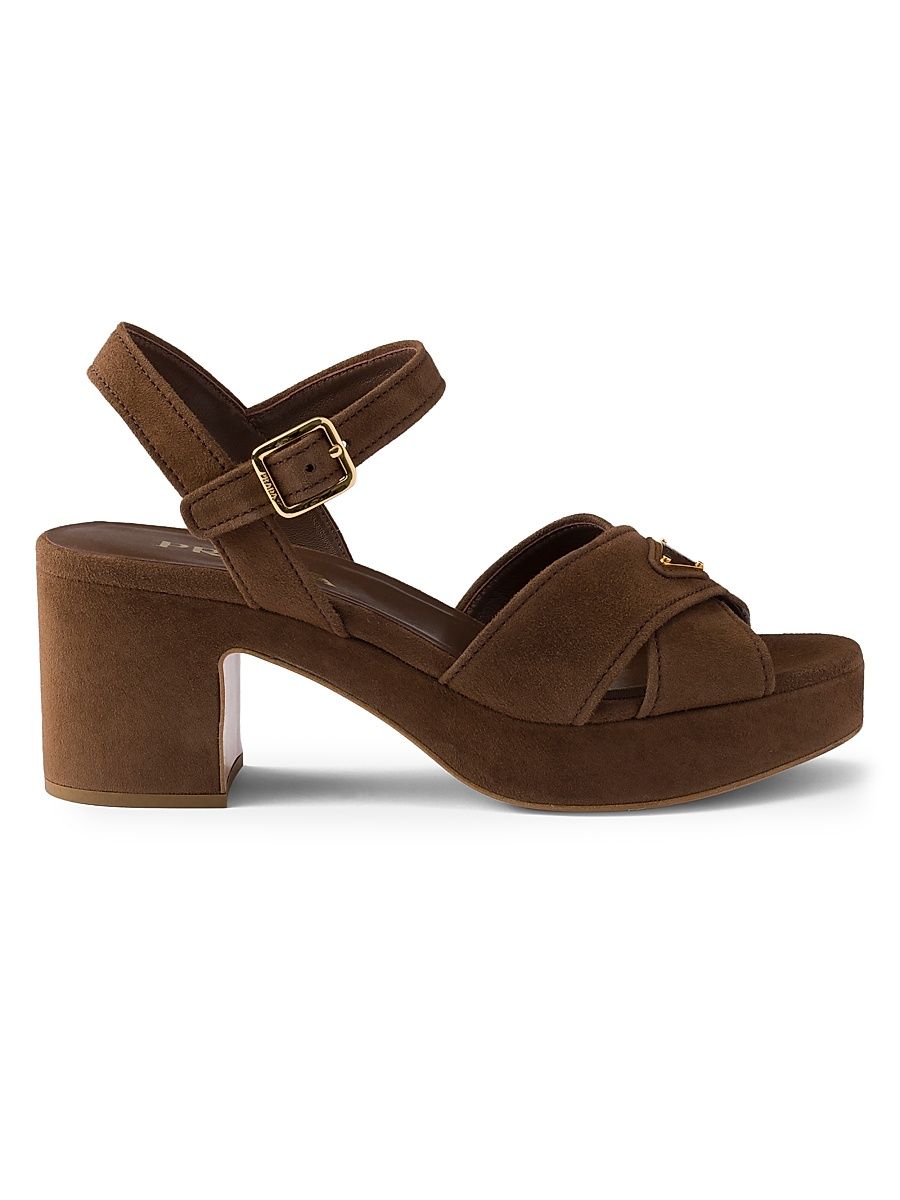 Women's Suede Platform Sandals - Brown - Size 11